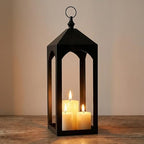 23 Inch Black Metal Outdoor Lantern with Hanging Ring Modern - Image 7