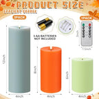 3 Pcs 6/8/12" Fall Colorful Flameless LED Candles Decorations for Home - Image 2
