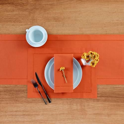 Solino Home Cotton Linen Dinner Napkins Burnt Orange, 20 x 20 in, Set of 4 - Image 3