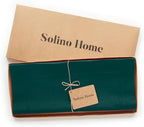 Solino Home Cotton Linen Table Runner Dark Green Hemstitch, 14 x 108 in - Image 4