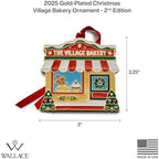 Wallace 2025 Gold-Plated Enamel Christmas Village Bakery Ornament - 2nd Edition Annual Collectible Series - 24K Gold Back, Dated, Gift Box and Velvet Pouch Included - Image 2