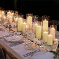 12-Pack Ivory Pillar Candles (2''X3,4,6) & 12-Pack Glass Cylinder Vases(2.6''X5,6,8),Hurricane Candles,Wedding Centerpiece Decor Set-Mixed Heights for Table, Proposal, Event. by Veiuwa
