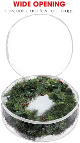 ProPik Christmas Wreath Storage Bag - 2 Pack Artificial Christmas Wreath Storage Container- Garland Holiday Wreath Storage Holder –Water Proof Transparent Clear PVC - with Handles (White, 48 Inch) - Image 3