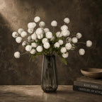 Cream White Neutral Fall Decor with Vase, Artificial Chrysanthemums Indoors by JAKY-Global