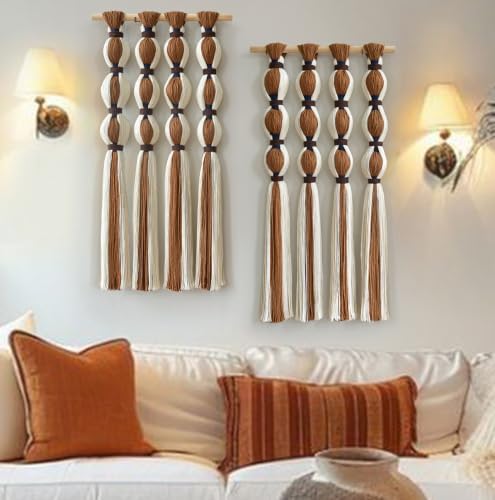 IOWER 2Pcs Macrame Wall Hanging Brown Fiber Wall Decor 15.7" W *31" L - Image 2