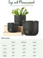 LE TAUCI Ceramic Pots for Plants, 8.3/7/6 Inch Indoor Planters with Drainage Holes & Mesh, Modern Glossy Glaze Cylinder Fluted Plant Pot for Snake Plant, Set of 3, Dark Olive - Image 5