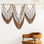 large macrame wall hanging - Boho Tapestry Macrame Wall Decor Art- Chic Bohemian Handmade Woven Tapestry Home Decoration for Bedroom Living Room Apartment Wedding Party - 43"x32" (Beige-Brown) - Image 5