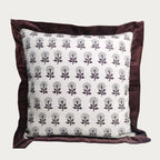Palm & Loom 100% Cotton Linen Cushion Cover - Decorative Throw Pillow Case with Grey & Wine Print with Flange - Modern Traditional Living Room, Bedroom Pillow Cover (Jama, 20" x 20" (Pack of 1)) by PalmLoom