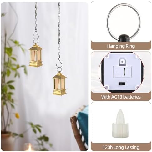 24 Pack Gold Mini Lanterns Decorative Indoor, for Wedding Decor - Image 3