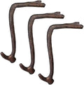 Lulu Decor,100% Cast Iron 8" Brown Straight Branch Stocking Holder for mantle Holds Up to 9 lbs Low Profile Design with Rubber Grip Ideal for Christmas Stockings Garland Holder Antler shape (Set of 3) by LuluDecor