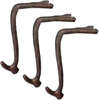 Lulu Decor,100% Cast Iron 8" Brown Straight Branch Stocking Holder for mantle Holds Up to 9 lbs Low Profile Design with Rubber Grip Ideal for Christmas Stockings Garland Holder Antler shape (Set of 3) by LuluDecor