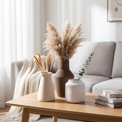 Ceramic Bud Vase Set of 3, Boho Centerpiece Flower Vases - Image 2