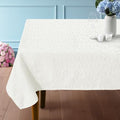 Wedding Tablecloths, 1PC Washable Table Cover for Rectangle Tables 60"x102" (8-10 Seat) - Cotton Polyester | Reusable | Wrinkle/Fade Resistant, White Table Cloth for Party & Banquet, Bow Jacquard by VOOVAMOVAS