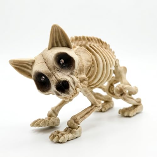 Halloween Toy Skeleton Cat, Spooky Decorative Figure, Haunted Holiday Décor by Unknown
