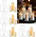 24 PCS White Pillar Candles with Glass Candle Holders Clear Hurricane Candle Holders Glass Cylinder Vases for Centerpieces Wedding Party, Event, Home Decor Ivory White by Unknown