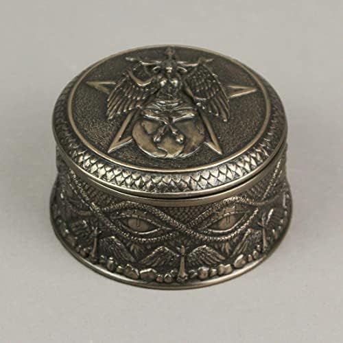 Veronese Design 2 3/8" Tall Baphomet Round Trinket Box Cold Cast Resin Antique Bronze Finish - Image 4
