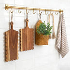 6 Pcs Cottage Core Kitchen Decor includes 2 Mini Scalloped Cutting Boards, Buffalo Kitchen Towel, Hanging Basket, Artificial Eucalyptus Stems and Wood Bead Garland for Kitchen Wall Hook Rack Decor by Unknown