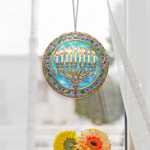 Hanukkah Menorah Jewish Suncatcher Acrylic Hanging TQN3990AS, 8in - Indoor, Outdoor, Home Decor, Window Suncatcher Hanging Decorations - Image 3