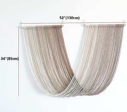 QULBUJ Dip Dye Large Macrame Wall Hanging Tie-Dye Yarn Tapestry Home Boho Wall Decor Ombre Art Headboard Bedroom Living Room 52" Wx34 L,Brown - Image 3