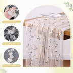4 Pack Embroidery Floral Table Runner Rustic Spring Summer Wildflower Tulle Table Runner Vintage Flower Tabletop Runners for Home Kitchen Wedding Party Decoration, 108x24.5 Inch (Apricot Flowers) - Image 3
