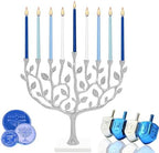 The Dreidel Company Hanukkah Menorah Tree of Life with Stone Base (Silver) - Image 2