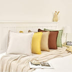 ZWJD Pillow Covers 18x18 Set of 2 Khaki Throw Pillow Covers with Fringe Chic Cotton Decorative Pillows Square Cushion Covers for Sofa Couch Bed Living Room Farmhouse Boho Decor - Image 3