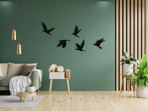 Birds Metal Wall Decor Set of 5, Minimalist Bird Flock Wall Art, Metal Garden Decorations, Home Decor, Modern Home Decoration, Birds Sign for Living Room, Birds Wall Hangings for Office, Bird Art (Gold, 8" / 20 cm - MEDIUM) - Image 3