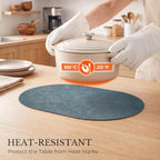 MOSAYT Vinyl Faux Leather Oval Placemats, Set of 6, Navy Blue - Image 4