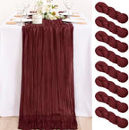 Burgundy Cheesecloth Table Runner Fall Dinning Runner for Christmas, 8 Pack by MLMC