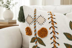Boho Pom Pom Hand Embroidered 20x20 Pillow Cover, Ivory - Image 5