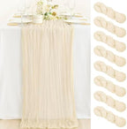 Cheesecloth Table Runner Beige Cream Fall Wedding Table Runner 10ft, 8 Pack by MLMC