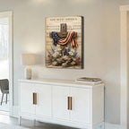 Ship Next Day – Patriotic Canvas Wall Art, God Bless America Cross with Flag, Rustic Country Farmhouse Decor, Wildflowers and Rocks, Americana Framed Prints for Bedroom - Image 3