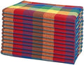 Multicolor Rainbow Cloth Dinner Napkins - 12 Pack, 100% Cotton, 20"x20" Colorful Cotton Dinner Napkins for Parties and Events - Checkered Multicolor Napkins by OrganicCottonMart