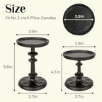 Black Cast Iron Pillar Candle Holders Set of 2 Farmhouse Candlesticks - Image 2