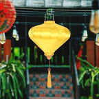 ORFOFE Diamond-Shaped Vietnamese Hanging Lantern, 12-Inch Yellow Cloth Lantern with Tassel for Wedding, Party, Festival, and Home Decoration - Image 2