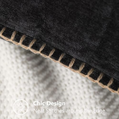 decorUhome Soft Chenille Throw Pillow Covers 20x20 Set of 2 Black - Image 4