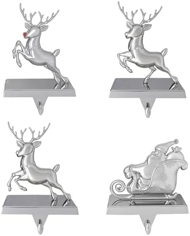 Set of 4 Santa Sleigh Christmas Stocking Holders, Christmas Decorations by K9King