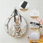 30 Inch Round Storage Bag 1 Pack,Easter Rabbit Wreath Colorful Egg Waterproof Wreath Storage Container with Handles&Zipper Spring Meadow Wild Flower Closet Organizer Bags Garland Box - Image 5