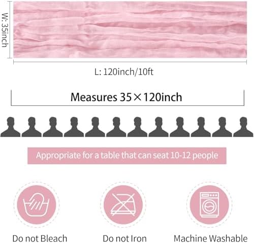 12 Pack Light Pink Table Runner Cheesecloth, Summer Rustic Sheer Gauze Table Runner 35x120 Inch for Wedding Baby Shower Bridal Shower Party Home Decorations - Image 6