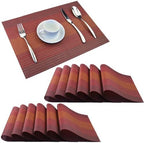 PIGCHCY Placemats Set of 12 Washable Durable Place Mats Vinyl Heat Resistant Non-Slip Table Mats Indoor Outdoor (Scarlet Red) by PIGCHCY