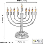 12" Quality Chanukah Menorah Round Base Highly Polished Chrome Plated Electric Menorah with Flickering Bulbs Candles for Chanukah Hanukkah Lights Menorah Chanukkah Decorations - Image 3