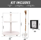 Defined Deco Two Tiered Tray Wooden Tiered Serving Tray Farmhouse Tiered Tray Stand with Tiered Tray Décor Signs for Kitchen Island Decor and Rustic Farmhouse Décor, Set of 3 - Image 2
