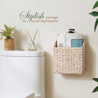 84ECO Set of 2 White Wicker Hanging Baskets - Image 4