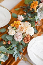 Ling's moment Flower Garland, 6FT Eucalyptus & Rose Terracotta & Orange 02 - Image 3