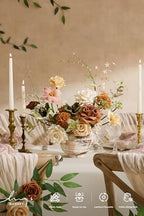 Ling's moment Fake Flowers Box, Faux Artificial Greenery Stems Foam Roses Dahlia Gardenia Tulip Silk Carnation Fabic Flower for Centerpieces Bouquet Wedding Vase, Apricot & Peach, Deluxe Combo - Image 2