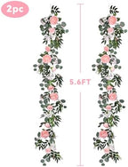 Lvydec 2 Pack Artificial Peony Flower Garland - 6ft Silk Peony Vine Willow Leaves and Eucalyptus Garland White Arch Flower Vine for Wedding Party Table Decoration (Pink) - Image 2