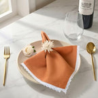 FINGERCRAFT Lace Cloth Napkins, Cotton Linen, 12 Pack, 20x20 Inch, Rust - Image 2