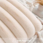 Faux Fur Decorative Throw Pillow Covers 20x20 Set of 2, Beige - Image 5