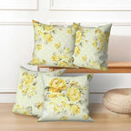 Light Yellow Flower Throw Pillow Covers 22"x22" Set of 4, Vintage Floral Sofa Cushion Cover for Chair Couch Bed Living Room Office Car Garden Patio Farmhouse Indoor Outdoor Decorative - Image 5