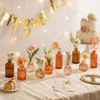 Hewory Small Bud Vases Bulk: 25Pcs Glass Amber Flower Vases for Centerpiece - Image 2